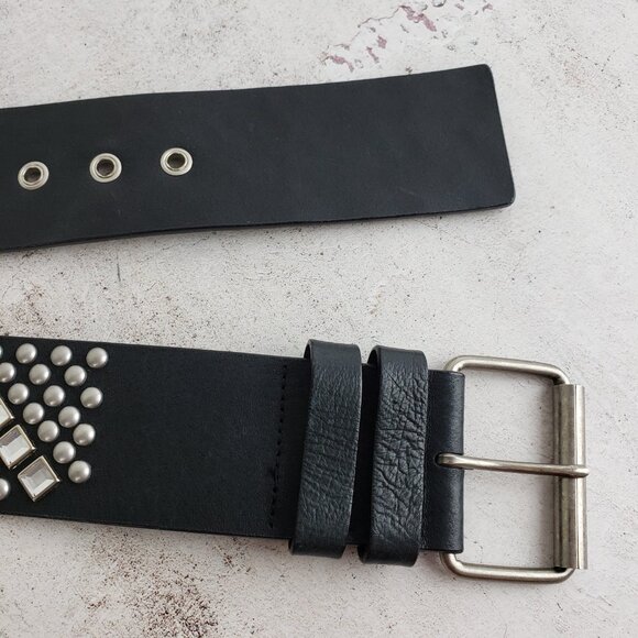 NWOT Vine & Thistle Genuine Leather Wide Belt Embellished Studded Crystals sz S main image 4